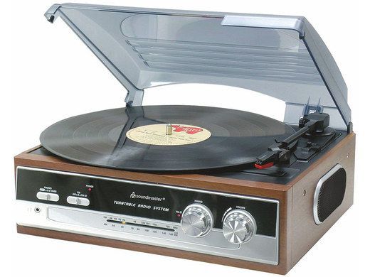 Vinyl Turntable With Side Speakers