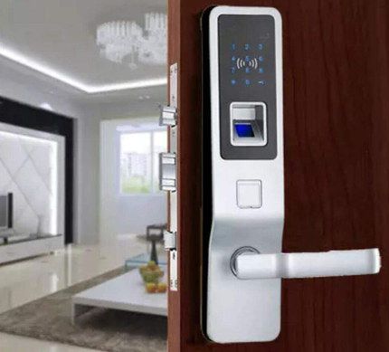 Zinc Biometric Door Lock In Silver Finish