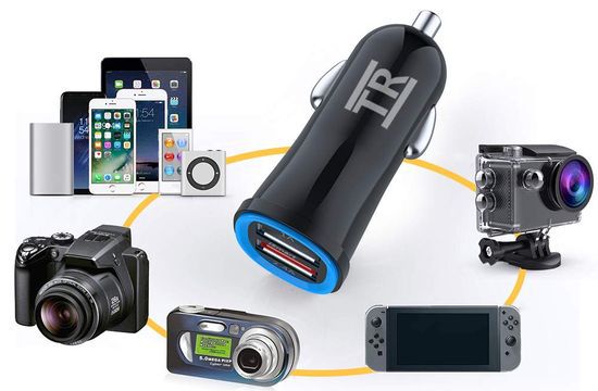 Car Lighter USB Charger With Blue Edge