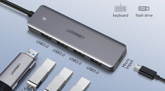 UGREEN 3.0 Fast USB Port Hub USB Port Hub In Polished Steel