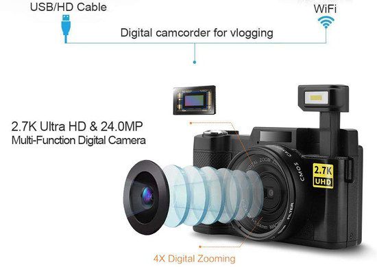 ACTITOP Professional WiFi Digital Camera Pro WiFi Digital Camera With Camcorder Unit
