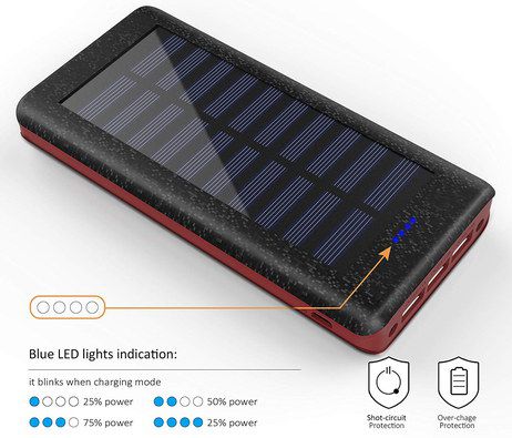 Solar Powerbank Charger With Red Light