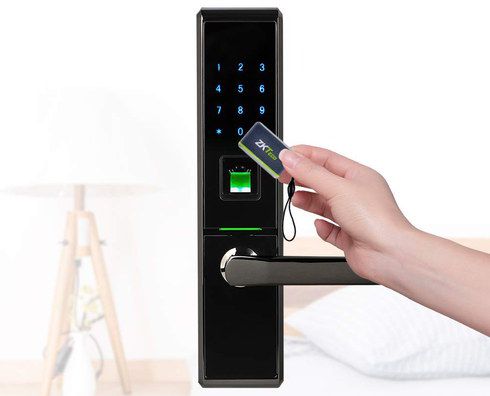 Slim Biometric Door Lock In Black Metal