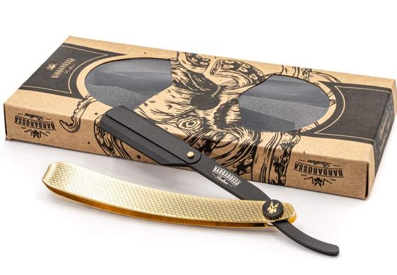 Barbarossa Cut Throat Razor Gold Plate Cut Throat Razor 24K Gold Plated Finish