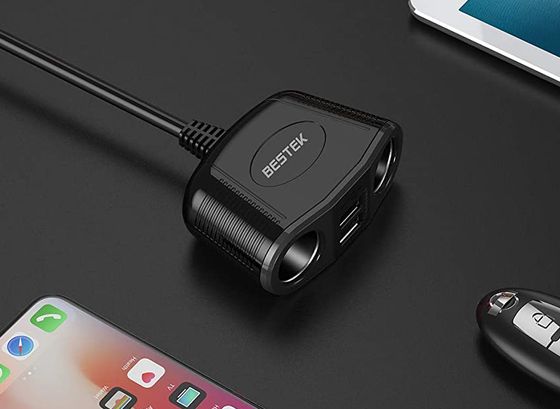 USB Car Adapter Charger In Black Gloss Finish