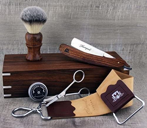 Barber Open Razor Shaving Set With Brush