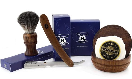 Wooden Shaving Set Straight Cut With Soap