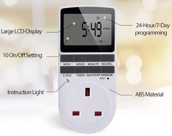 Infinitoo Digital Timer Plug 7 Day Digital Timer Plug In All White