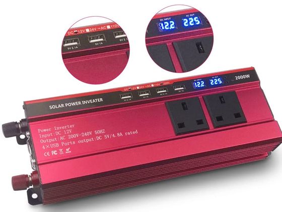 Small LVYUAN Vehicle 12V To 240V Inverter Car 12V To 240V Inverter In Red With LED