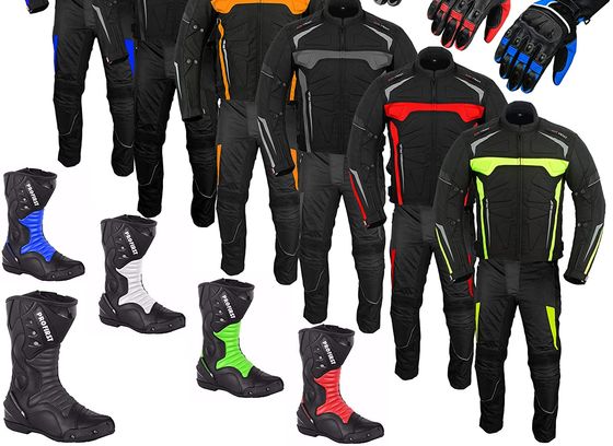 Motorbike Suit And Boots Motorbike Suit And Boots In Yellow And Blue