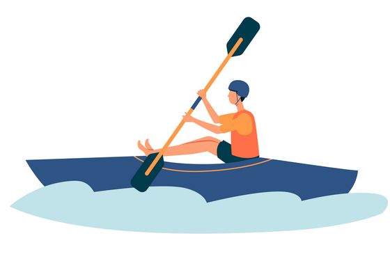 One Man In A Blue Kayak