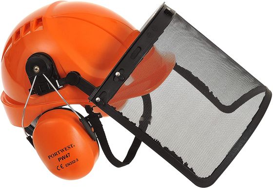 Chainsaw Work Helmet In Bright Orange