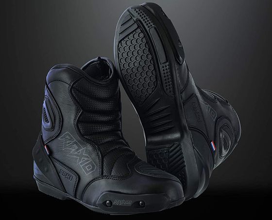 RAXID Genuine Leather Motorcycle Boots Genuine Leather Motorcycle Boots All Black