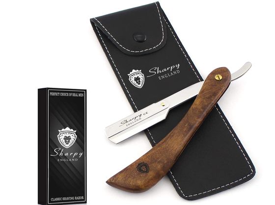 SHARPY Barber Cut Throat Razor Kit Barber Cut Throat Razor Kit With Wood Handle