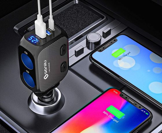 SONRU Cigarette Lighter Adapter 3 USB Ports Cigarette Lighter Adapter With LED
