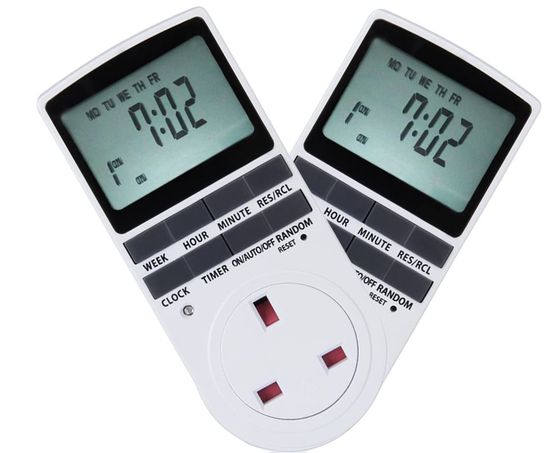 Digital Mains Timer Plug Socket Plug Socket In Black And White