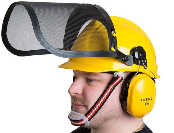 Chainsaw Helmet Ear Guard Face Visor In Yellow