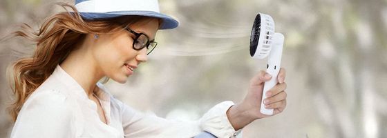 Woman With White Battery Fan