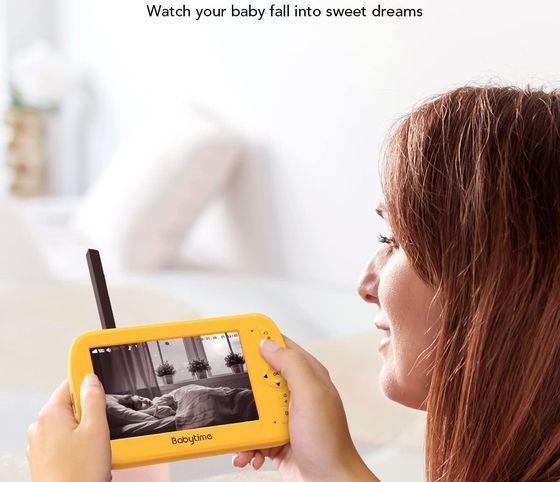 2023 BabyTime Night Vision WiFi Baby Monitor Battery Powered Video Baby Monitor Baby Monitor In Yellow