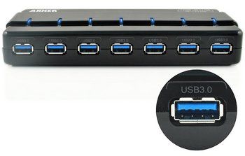 USB 3.0 7 Port Hub In Black