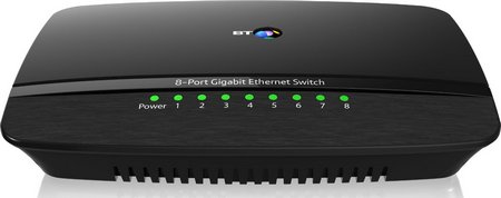 Gigabit Switch With Fast Cable Connect In Black With BT LOGO