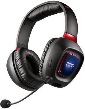 Headset In Black With Blue And Red Aspects