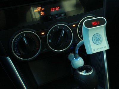 Auto-Scan Bluetooth FM Transmitter Bluetooth FM Transmitter In Light Blue Colour