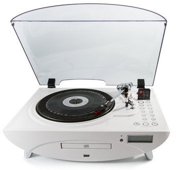 Vinyl Player In All White Finish