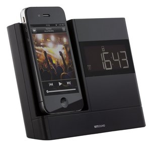 Clock FM Radio Dock In Black With Time Display