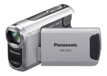 Dust Proof And Shockproof Panasonic Hand Held Camcorder In Silver Grey Colour Exterior