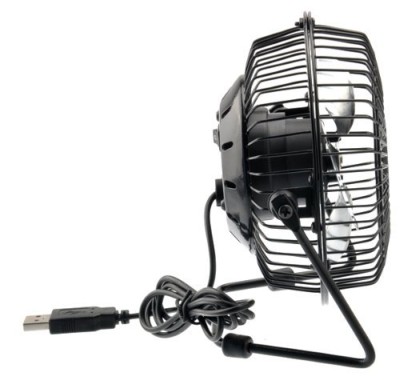 Portable USB Powered Desk Fan In Black, Side View