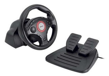 Rubberised Feedback USB Steering Wheel Feedback USB Wheel With Black Pedal Mat