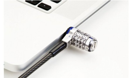 Steel Cased Notebook Computer Lock Cable Notebook Lock Cable Plugged In White Laptop