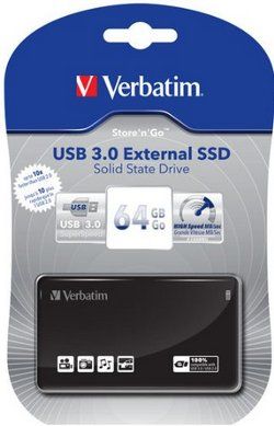 64GB USB 3.0 SSD In Black Packaged