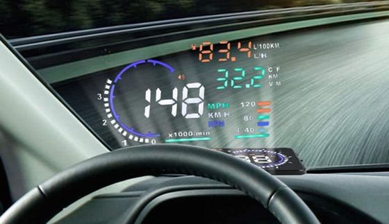 Car Heads Up Screen Display Heads Up Wind Shield View Of Street