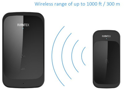 Blue LED Avantek DT42 Wireless Front Door Bell Chime Avantek Wireless Bell Chime In Smooth Black Finish