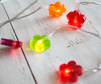 Colour LED Flower Decorative Fairy Lights With Clear Wire