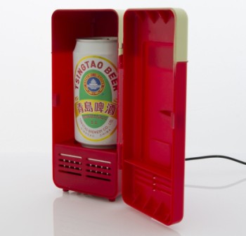 Ideal Temperature USB USB Drink Cooler Fridge USB USB Drink Cooler Fridge In Red With Beer Can