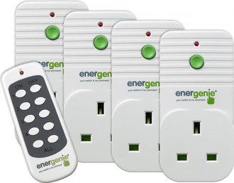 Four Channel Remote Control Power Sockets Remote Control Power Sockets With Black Button Pad