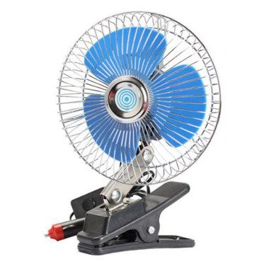 Clip Style 12V In Car Fan Oscillating With Blue Blades