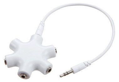 5 Slot 3.5mm Earphone Splitter Adapter In White Casing