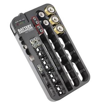 Battery Tester Organiser In Black Exterior