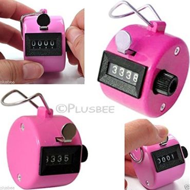 Manual Hand Held 4 Digit Finger Tally Counter 4 Digit Finger Tally Counter In Pink