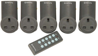 5 Piece Remote Control Plug Sockets In Black