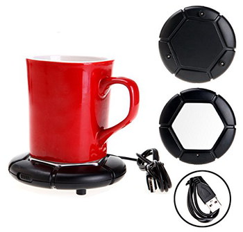Individual Switch NikStore Plug Play USB Mug Heater Pad NikStore USB Mug Heater Pad In Black With Red Cup