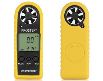 Big LCD Digital Wind Speed Gauge Wind Speed Gauge In Bright Yellow Finish