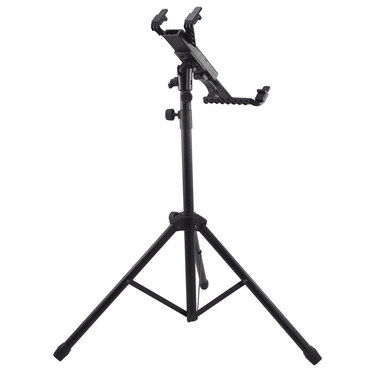 Stabilised Tablet iPad Tripod Stand Pedestal Tablet iPad Tripod Stand Pedestal In Black Metal Tube