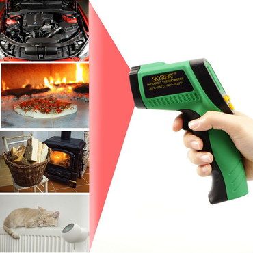 Back-Lit Infrared Temperature Gun In Black And Green