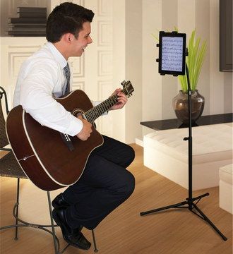 Hands-Free Spectrum Universal Tablet Tripod Stand Spectrum Universal Tablet Tripod Stand With Man And Guitar