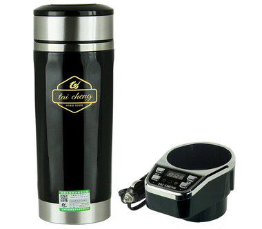 12V Steel Travel Kettle For Car With Gold Logo